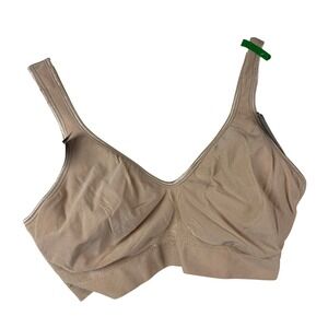 NWT Bali Comfort Flex Fit Wireless Bra Womens Sz L Tan DF3484 Seamless Smoothing